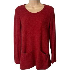 J Jill Women's Sweater Cashmere Wool XS Red Italian Yarn Quiet Luxury Soft